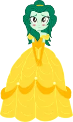 Size: 724x1200 | Tagged: safe, artist:cloudyglow, derpibooru import, wallflower blush, equestria girls, equestria girls series, beauty and the beast, blushing, clothes, cosplay, costume, cute, disney, dress, flowerbetes, gown, simple background, solo, transparent background