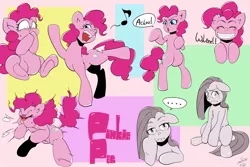 Size: 1500x1000 | Tagged: safe, artist:sozglitch, derpibooru import, pinkie pie, earth pony, pony, yakity-sax, female, music notes, pinkamena diane pie, sneezing