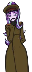 Size: 1344x3000 | Tagged: safe, artist:artemis-polara, derpibooru import, starlight glimmer, equestria girls, clothes, coat, communism, costume, fake moustache, gloves, hat, josef stalin, simple background, solo, stalin glimmer, transparent background