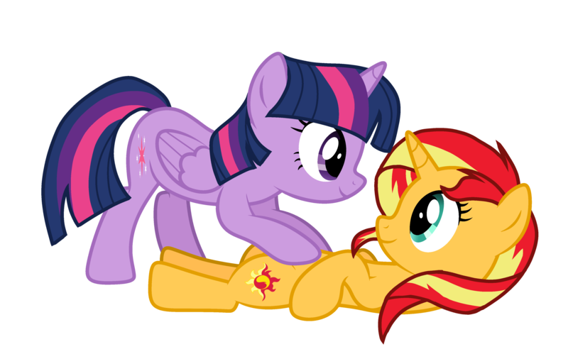 Size: 4013x2504 | Tagged: safe, artist:jellmelon, artist:xxdragonponyxx, derpibooru import, sunset shimmer, twilight sparkle, twilight sparkle (alicorn), alicorn, pony, unicorn, base used, cute, daaaaaaaaaaaw, female, lesbian, looking at each other, mare, shimmerbetes, shipping, simple background, sunsetsparkle, transparent background, twiabetes