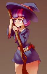 Size: 1224x1920 | Tagged: artist:bloodatius, broom, derpibooru import, female, human, humanized, little witch academia, safe, twilight sparkle, witch