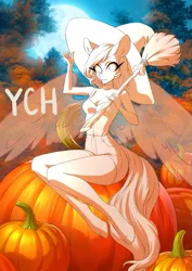 Size: 707x1000 | Tagged: advertisement, anthro, artist:glorious-rarien, clothes, commission, derpibooru import, halloween, holiday, pumpkin, safe, your character here
