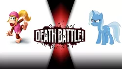 Size: 1920x1080 | Tagged: safe, derpibooru import, trixie, ape, pony, unicorn, death battle, dixie kong, donkey kong, donkey kong country, donkey kong country 3, exploitable meme, meme