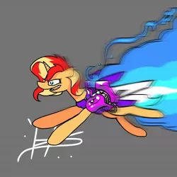 Size: 1280x1280 | Tagged: safe, artist:pencilbrony, derpibooru import, sunset shimmer, pony, armor, engine, rocket, solo