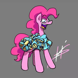 Size: 1280x1280 | Tagged: safe, artist:pencilbrony, derpibooru import, pinkie pie, pony, armor, engine, rocket, solo