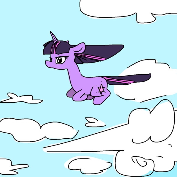 Size: 1280x1280 | Tagged: safe, artist:pencilbrony, derpibooru import, twilight sparkle, pony, cloud, gliding, sky