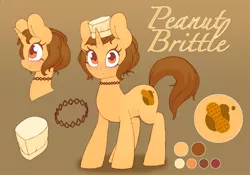 Size: 1000x701 | Tagged: safe, artist:lonelycross, derpibooru import, oc, oc:peanut brittle, unofficial characters only, pony, unicorn, choker, female, hat, mare, reference sheet, solo