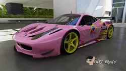 Size: 1024x576 | Tagged: artist:forzaveteranenigma, car, derpibooru import, fanfic:equestria motorsports, ferrari, ferrari 458 competizione, ferrari 458 italia, forza motorsport 6, oc, oc:aurelia charm, photo, safe