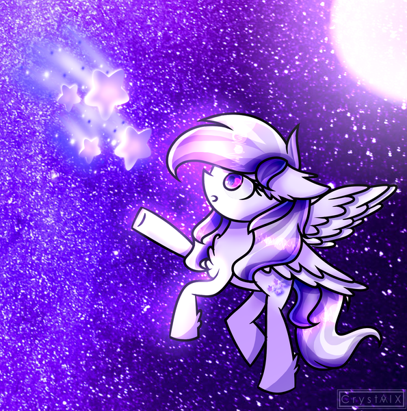Size: 1613x1627 | Tagged: safe, artist:crystvlx, derpibooru import, oc, oc:starstorm slumber, unofficial characters only, pegasus, pony, cutie mark, female, night, solo, stars