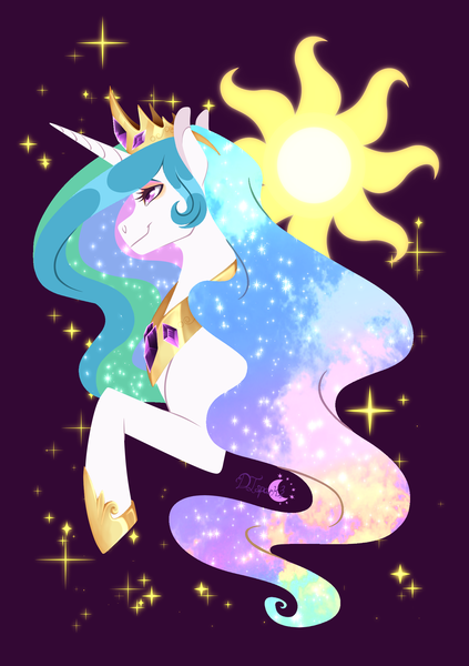 Size: 1634x2317 | Tagged: safe, artist:djspark3, derpibooru import, princess celestia, alicorn, pony, crown, cutie mark background, female, jewelry, mare, regalia, solo