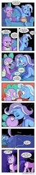 Size: 2000x9571 | Tagged: safe, artist:raph13th, derpibooru import, bulk biceps, saddle rager, spike, starlight glimmer, trixie, dragon, pegasus, pony, unicorn, comic:glim glam and pals, comic, couch, engrish, female, henchmen, implied shipping, implied starburst, implied straight, kissing, looking at each other, male, mare, missing cutie mark, open mouth, power ponies, shipping, spixie, stallion, straight, television