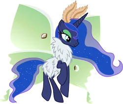 Size: 1180x1000 | Tagged: antennae, artist:cloudyglow, derpibooru import, looking down, luna moth, moth, mothified, mothpony, original species, princess luna, safe, simple background, solo, species swap, transparent background