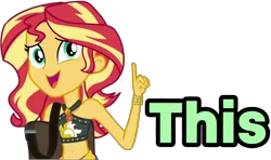 Size: 1775x1048 | Tagged: safe, derpibooru import, edit, edited screencap, screencap, sunset shimmer, equestria girls, equestria girls series, forgotten friendship, belly button, clothes, geode of empathy, magical geodes, reaction image, simple background, solo, swimsuit, this, transparent background