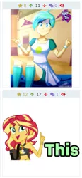 Size: 249x535 | Tagged: safe, artist:the-butch-x, deleted from derpibooru, derpibooru import, edit, edited screencap, part of a set, screencap, sunset shimmer, tennis match, derpibooru, equestria girls, background human, ball, blushing, boots, bracelet, butch's hello, canterlot high, clothes, compression shorts, dress, equestria girls logo, faic, female, hello x, jewelry, juxtaposition, looking at you, lowres, meta, pointing, shirt, shoes, shorts, shrug, signature, sitting, skirt, sweat, sweatdrop, swimsuit, tennis ball, wristband