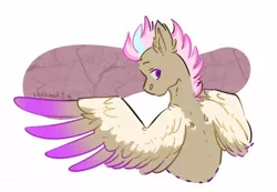 Size: 1300x900 | Tagged: safe, artist:lothard juliet, derpibooru import, oc, unofficial characters only, pegasus, pony, bust, ear fluff, looking back, solo, spread wings, wings