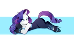 Size: 1500x785 | Tagged: safe, artist:skyeypony, derpibooru import, rarity, pony, unicorn, equestria girls, the other side, beautisexy, bedroom eyes, clothes, fabulous, female, half-closed eyes, heels on a horse, high heels, leotard, lidded eyes, mare, sexy, shoes, solo, thighs, wide hips