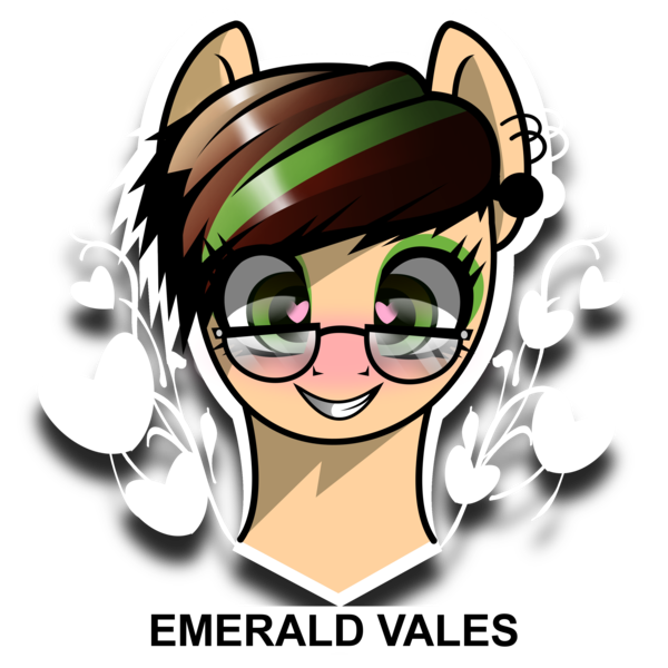 Size: 3200x3200 | Tagged: artist:alexdiamondskye, blushing, brown mane, cute, derpibooru import, ear piercing, eyeliner, eyeshadow, female, feminine hygiene products, glasses, heart, makeup, mare, oc, oc:emerald vales, piercing, safe, sibling, simple background, smiling, tan fur, transparent background