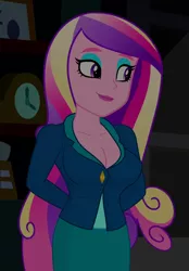 Size: 844x1212 | Tagged: safe, derpibooru import, edit, edited edit, edited screencap, editor:ah96, screencap, princess cadance, equestria girls, friendship games, arm behind back, breast edit, breasts, busty princess cadance, cleavage, cropped, dean cadance, female, hands behind back, solo