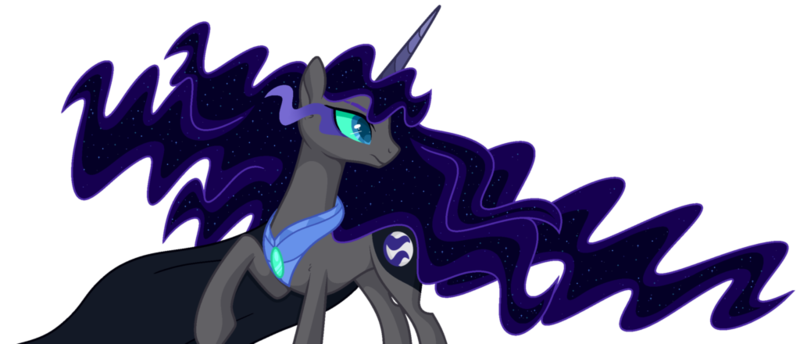 Size: 1024x440 | Tagged: safe, artist:shiiazu, derpibooru import, oc, oc:somber moon, unofficial characters only, pony, unicorn, base used, cape, clothes, colored horn, colored pupils, cutie mark, ethereal mane, female, horn, jewelry, moon, offspring, parent:king sombra, parent:nightmare moon, parent:princess luna, parents:lumbra, parents:sombramoon, regalia, shadow, simple background, solo, sombra eyes, sparkles, transparent background