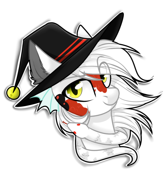 Size: 1036x1066 | Tagged: safe, artist:cloud-fly, derpibooru import, oc, pony, snake, bust, commission, eye clipping through hair, female, hat, mare, portrait, simple background, solo, transparent background, witch hat, ych result