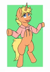 Size: 844x1200 | Tagged: safe, artist:toonarscontent, derpibooru import, oc, oc:jai heart, unofficial characters only, pony, unicorn, bipedal, clothes, hoodie, open-chest hoodie, sweater