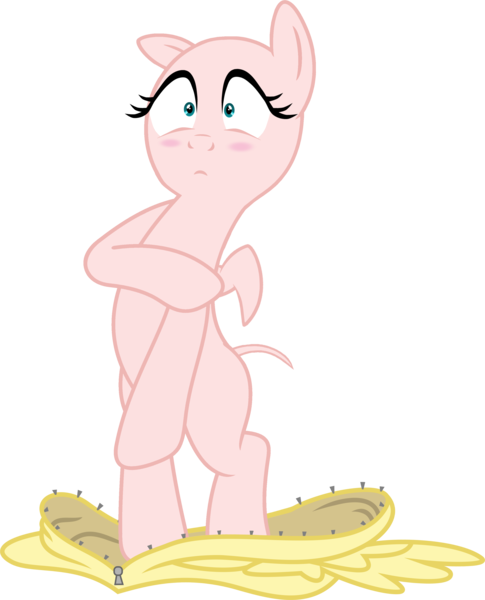 Size: 2667x3299 | Tagged: safe, artist:echoes111, artist:hourglass-vectors, artist:masem, artist:porygon2z, derpibooru import, edit, edited edit, editor:slayerbvc, fluttershy, pegasus, pony, bald, bipedal, blushing, clothes, costume, covering, embarrassed, embarrassed nude exposure, female, fluttershy suit, furless, furless edit, mare, naked rarity, nude edit, nudity, plucked wings, pony costume, ponysuit, shaved, shaved tail, simple background, solo, transparent background, undressing, unzipped, wide eyes, wings, zipper