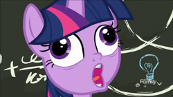 Size: 600x338 | Tagged: alicorn, animated, best gift ever, chalkboard, dat face, derpibooru import, edit, edited screencap, faic, female, mare, pudding face, safe, screencap, solo, speed up, twilight sparkle, twilight sparkle (alicorn), twilight sparkle is best facemaker, twilynanas