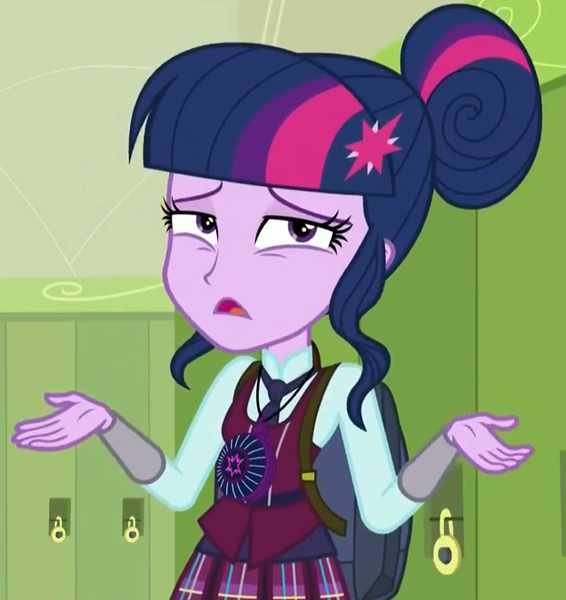 Size: 623x661 | Tagged: safe, derpibooru import, screencap, sci-twi, twilight sparkle, equestria girls, friendship games, clothes, cropped, crystal prep academy uniform, female, hair bun, lockers, magic capture device, missing accessory, no glasses, school uniform, skirt, solo