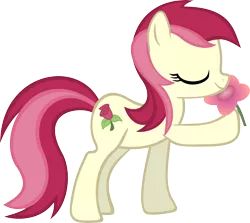 Size: 5000x4456 | Tagged: safe, artist:rainbowrage12, derpibooru import, roseluck, earth pony, pony, absurd resolution, eyes closed, female, flower, mare, raised hoof, simple background, solo, transparent background
