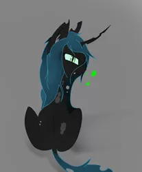 Size: 2072x2504 | Tagged: artist:groomlake, changeling, changeling queen, colored, cute, cutealis, derpibooru import, edit, female, heart, looking at you, love, queen chrysalis, safe, simple background, solo, spots