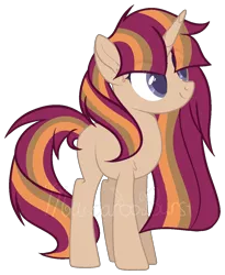 Size: 1030x1256 | Tagged: safe, artist:macaroonburst, derpibooru import, oc, pony, unicorn, female, magical lesbian spawn, mare, offspring, parent:sunset shimmer, parent:twilight sparkle, parents:sunsetsparkle, simple background, solo, transparent background