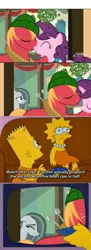 Size: 720x1984 | Tagged: safe, derpibooru import, edit, edited edit, edited screencap, editor:secrettitan, screencap, big macintosh, marble pie, sugar belle, earth pony, pony, best gift ever, bart simpson, boop, collage, comic, eyes closed, female, heartbreak, heartbroken marble, i love lisa, lisa simpson, male, mistletoe, screencap comic, shipping, shipping denied, side chick, straight, sugarmac, the simpsons