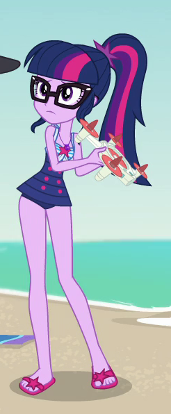 Size: 246x596 | Tagged: safe, derpibooru import, screencap, sci-twi, twilight sparkle, equestria girls, equestria girls series, forgotten friendship, clothes, cropped, feet, flip-flops, geode of telekinesis, legs, magical geodes, ponytail, sandals, solo, swimsuit