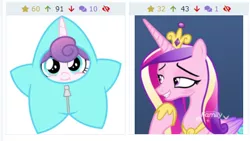 Size: 440x248 | Tagged: safe, derpibooru import, screencap, princess cadance, princess flurry heart, alicorn, pony, derpibooru, best gift ever, female, hoof shoes, juxtaposition, juxtaposition win, mama cadence, mare, meme, meta, mother and child, mother and daughter, motherly, motherly love, star flurry heart