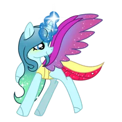 Size: 768x768 | Tagged: artist:awoomarblesoda, changedling, changeling, derpibooru import, ethereal mane, glowing horn, horn, magic, magic aura, purified chrysalis, queen chrysalis, safe, simple background, solo, starry mane, starry wings, transparent background, wings