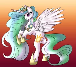 Size: 1394x1221 | Tagged: safe, artist:clefficia, artist:macaroonburst, derpibooru import, princess celestia, pony, jewelry, peytral, rearing, regalia, solo