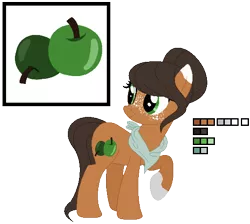 Size: 536x480 | Tagged: safe, artist:awoomarblesoda, derpibooru import, oc, oc:ginger gold, earth pony, pony, female, mare, offspring, parent:applejack, parent:troubleshoes clyde, parents:troublejack, reference sheet, simple background, solo, transparent background