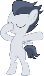 Size: 5517x9427 | Tagged: safe, artist:sinkbon, derpibooru import, rumble, pegasus, pony, absurd resolution, bipedal, colt, cute, dab, eyes closed, male, rumblebetes, simple background, solo, standing, transparent background, vector