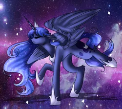 Size: 1594x1420 | Tagged: safe, artist:clefficia, artist:macaroonburst, derpibooru import, princess luna, pony, solo