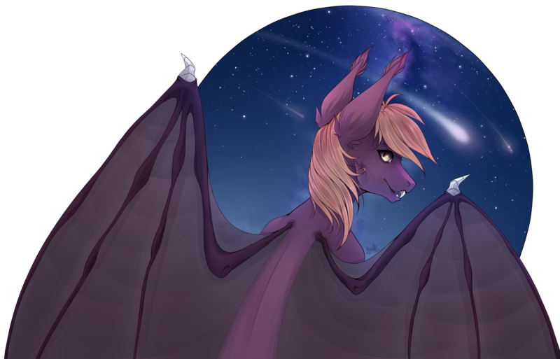Size: 1798x1153 | Tagged: safe, artist:kindly-fox, derpibooru import, oc, oc:jay walker, unofficial characters only, bat pony, pony, bat pony oc, bat wings, male, night, shooting star, simple background, solo, stallion, stars, transparent background, wings
