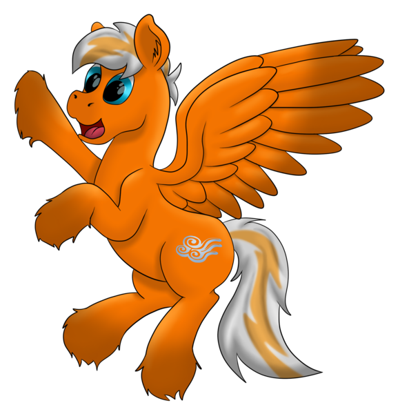 Size: 1961x1985 | Tagged: safe, artist:saxpony, derpibooru import, oc, oc:steel wing, unofficial characters only, pegasus, pony, flying, male, simple background, solo, stallion, transparent background, waving