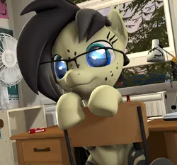 Size: 2314x2160 | Tagged: safe, artist:snek, derpibooru import, oc, oc:morning melody, unofficial characters only, bat pony, 3d, clothes, glasses, scarf, socks, solo