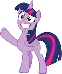 Size: 8249x9856 | Tagged: safe, artist:famousmari5, derpibooru import, twilight sparkle, twilight sparkle (alicorn), alicorn, pony, best gift ever, absurd resolution, female, mare, raised hoof, simple background, smiling, solo, transparent background, underhoof, vector