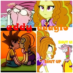 Size: 404x404 | Tagged: safe, derpibooru import, adagio dazzle, equestria girls, rainbow rocks, collage, crossover, crossover shipping, ed edd n eddy, eddy, eddygio, female, kissing, male, rock-a-bye ed, shipping