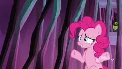 Size: 1920x1080 | Tagged: safe, derpibooru import, screencap, pinkie pie, earth pony, pony, school raze, cage, female, mare, shrug, solo, tartarus