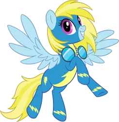 Size: 1214x1238 | Tagged: safe, artist:thebowtieone, derpibooru import, oc, oc:cloud cuddler, unofficial characters only, pegasus, pony, clothes, female, flying, goggles, open mouth, show accurate, simple background, solo, teeth, transparent background, uniform, vector, wonderbolts, wonderbolts uniform