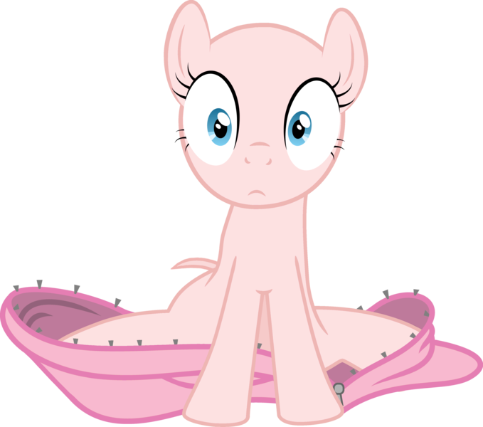 Size: 3519x3111 | Tagged: safe, artist:felix-kot, artist:hourglass-vectors, derpibooru import, edit, editor:slayerbvc, vector edit, pinkie pie, earth pony, pony, bald, clothes, costume, female, furless, furless edit, leaning forward, looking at you, mare, nude edit, nudity, pinkie pie suit, pony costume, ponysuit, shaved, shaved tail, simple background, solo, staring into your soul, transparent background, undressing, unzipped, vector, zipper