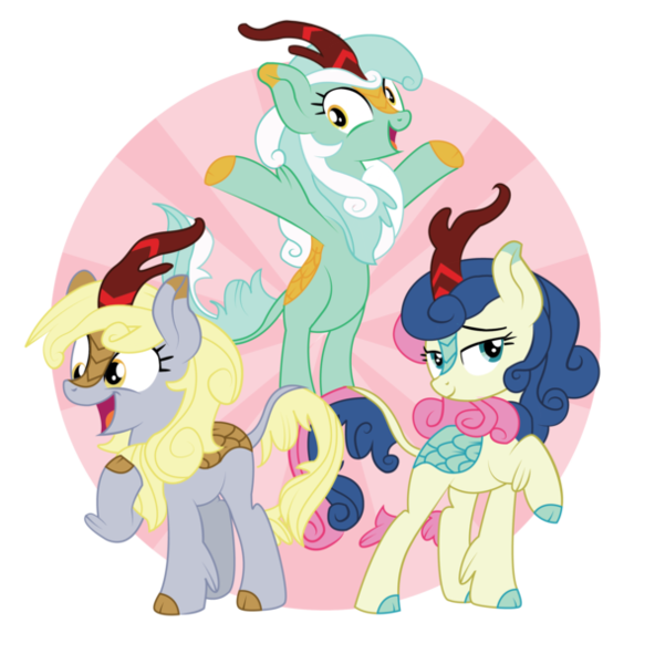 Size: 600x608 | Tagged: safe, artist:xkappax, derpibooru import, bon bon, derpy hooves, lyra heartstrings, sweetie drops, kirin, sounds of silence, kirin bon bon, kirin derpy hooves, kirin lyra heartstrings, kirinified, simple background, species swap, transparent background