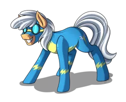 Size: 3200x2600 | Tagged: safe, artist:jack-pie, derpibooru import, oc, unofficial characters only, earth pony, pony, clothes, goggles, grin, male, nightmare night, simple background, smiling, solo, stallion, transparent background, uniform, wonderbolts uniform