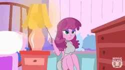 Size: 480x270 | Tagged: suggestive, artist:minusclass, derpibooru import, cheerilee, best gift ever, equestria girls, animated, backless, bed, breasts, clothes, eyes closed, fatal attraction, female, gif, implied big macintosh, implied shipping, implied straight, implied sugar belle, implied sugarmac, lamp, open-back sweater, sad, sleeveless, sleeveless sweater, sweater, virgin killer sweater, yandere